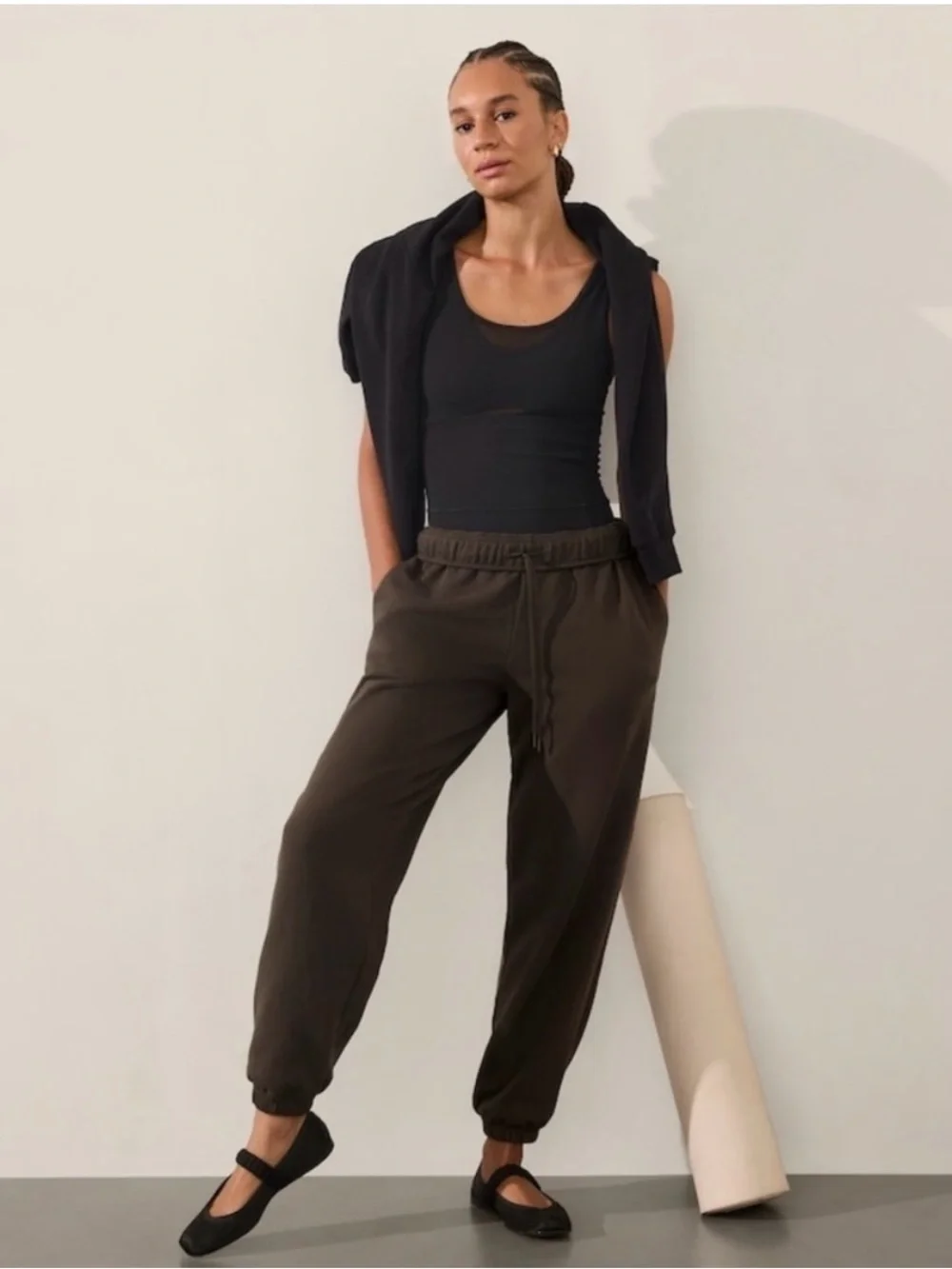 Athleta Forever Fleece High Rise Jogger- chocolate brown size XL